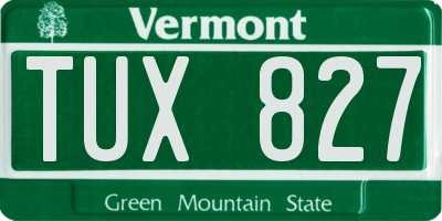 VT license plate TUX827