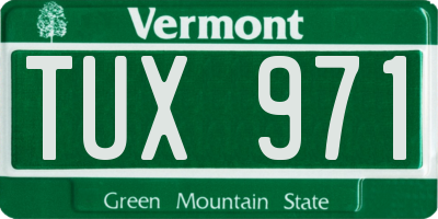 VT license plate TUX971