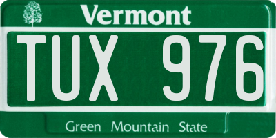 VT license plate TUX976