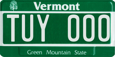 VT license plate TUY000