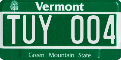 VT license plate TUY004