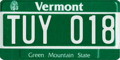 VT license plate TUY018