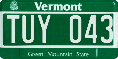 VT license plate TUY043