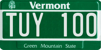 VT license plate TUY100
