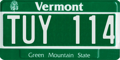 VT license plate TUY114