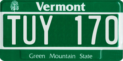 VT license plate TUY170
