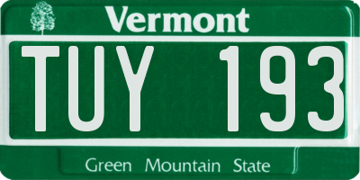 VT license plate TUY193