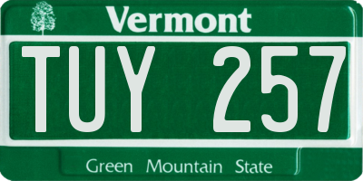 VT license plate TUY257