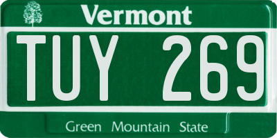 VT license plate TUY269