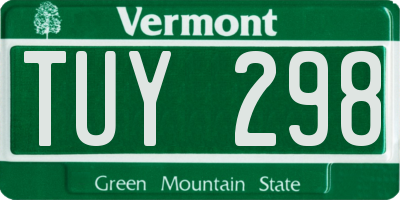 VT license plate TUY298