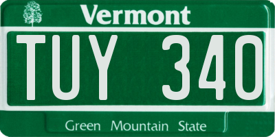VT license plate TUY340