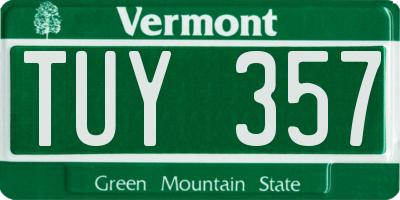 VT license plate TUY357