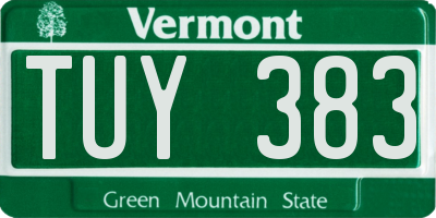 VT license plate TUY383