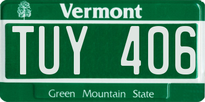 VT license plate TUY406