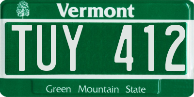 VT license plate TUY412