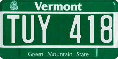 VT license plate TUY418