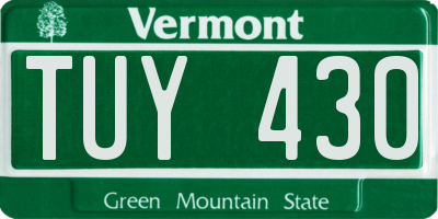 VT license plate TUY430