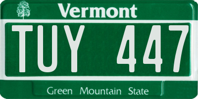 VT license plate TUY447
