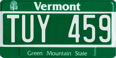 VT license plate TUY459