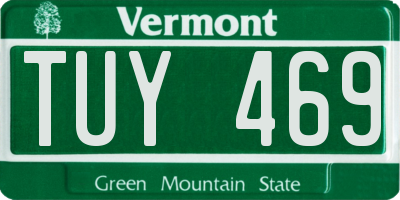 VT license plate TUY469