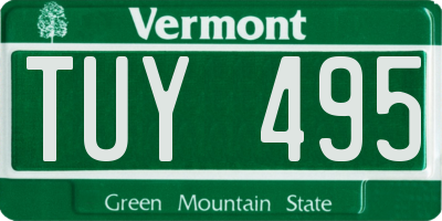 VT license plate TUY495