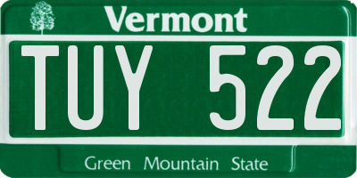 VT license plate TUY522