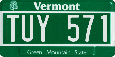 VT license plate TUY571