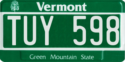 VT license plate TUY598