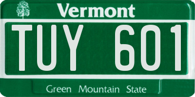 VT license plate TUY601