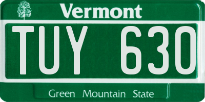 VT license plate TUY630