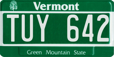 VT license plate TUY642