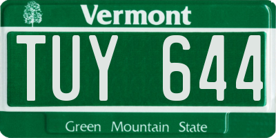 VT license plate TUY644