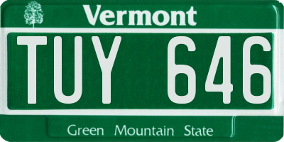 VT license plate TUY646