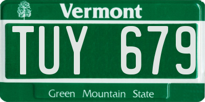 VT license plate TUY679