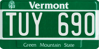 VT license plate TUY690