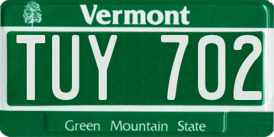 VT license plate TUY702