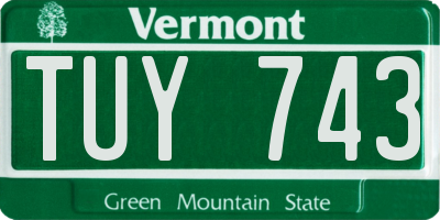 VT license plate TUY743
