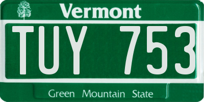 VT license plate TUY753