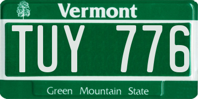 VT license plate TUY776