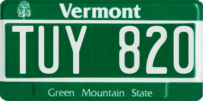 VT license plate TUY820