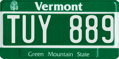 VT license plate TUY889