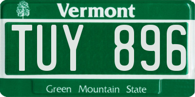 VT license plate TUY896