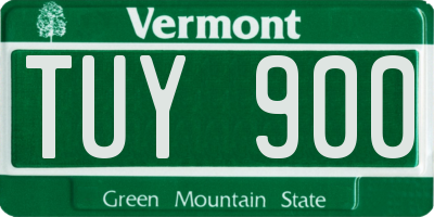 VT license plate TUY900