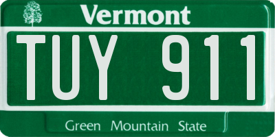 VT license plate TUY911