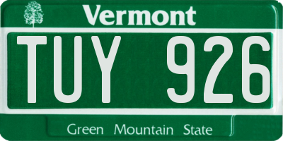 VT license plate TUY926