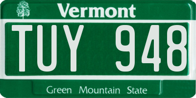 VT license plate TUY948