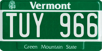VT license plate TUY966