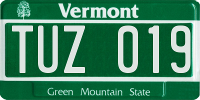VT license plate TUZ019