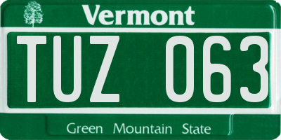 VT license plate TUZ063