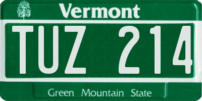 VT license plate TUZ214